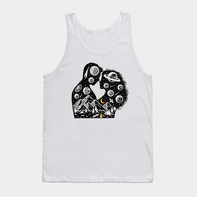 Romantic Universe Illustration Tank Top by Mako Design 